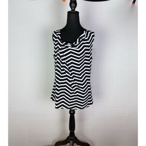 Striped Ivanka Trump Blouse Top T-Shirt Black White Size M